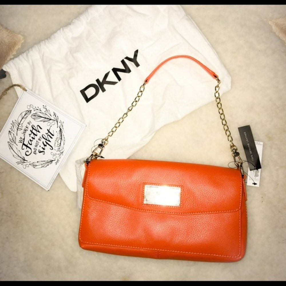 DKNY Orange Shoulder Bag with Dust Bag